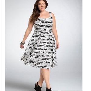 Torrid Black White Striped Floral Swing Dress